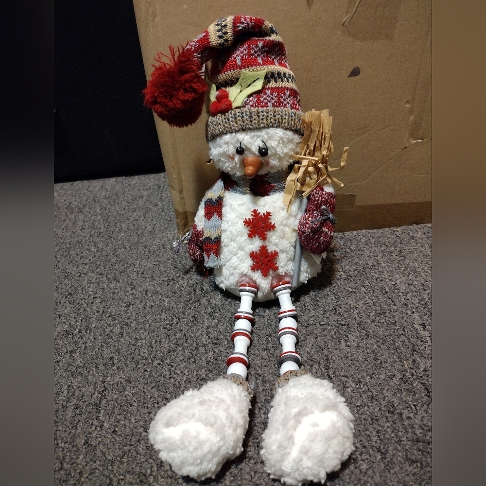 Festive Snowman Plush with Red and White Accents